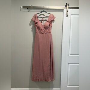 Azazie Blush Ruffle Sleeve Maxi Dress